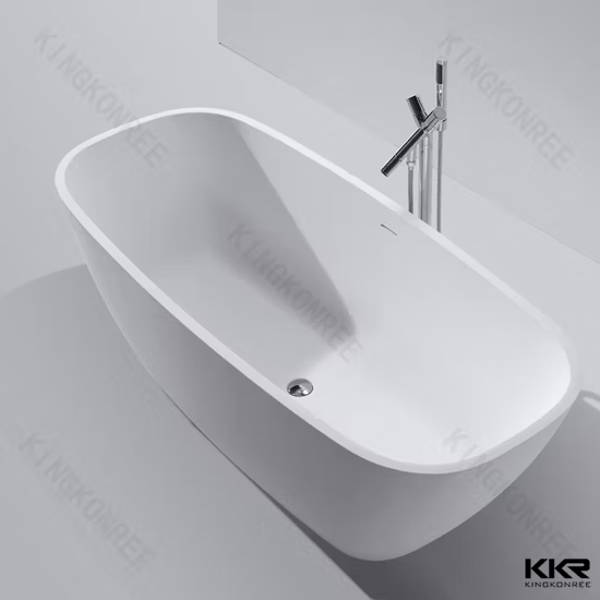 Tipo luxuoso banheira autônoma de forma oval de superfície sólida do banho do banheiro