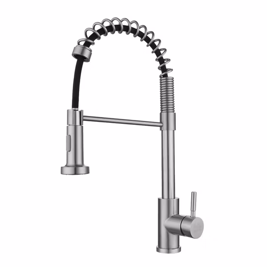 Chrome Spring Pull Type Hot and Cold Copper Kitchen Faucet