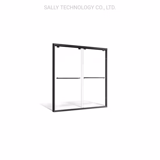 Sally 58.5-60"W*72"H Double Sliding Shower Doors Tempered Glass Matt-Black Framed Shower Door