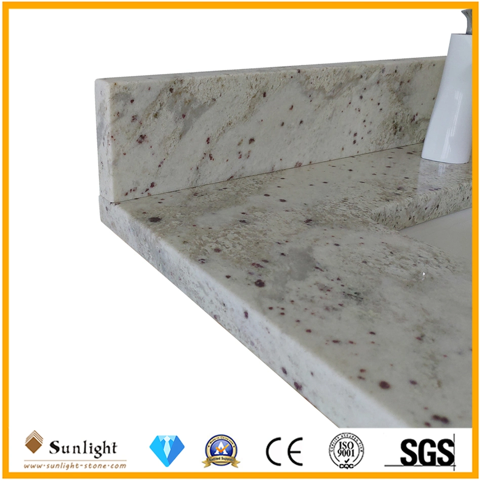 Factory Custom Cheapest Swan White Granite Stone Bathroom Vanity Top (with single sink)