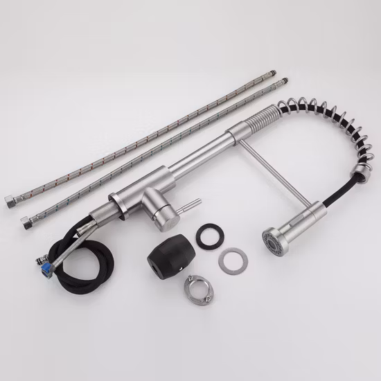 Chrome Spring Pull Type Hot and Cold Copper Kitchen Faucet