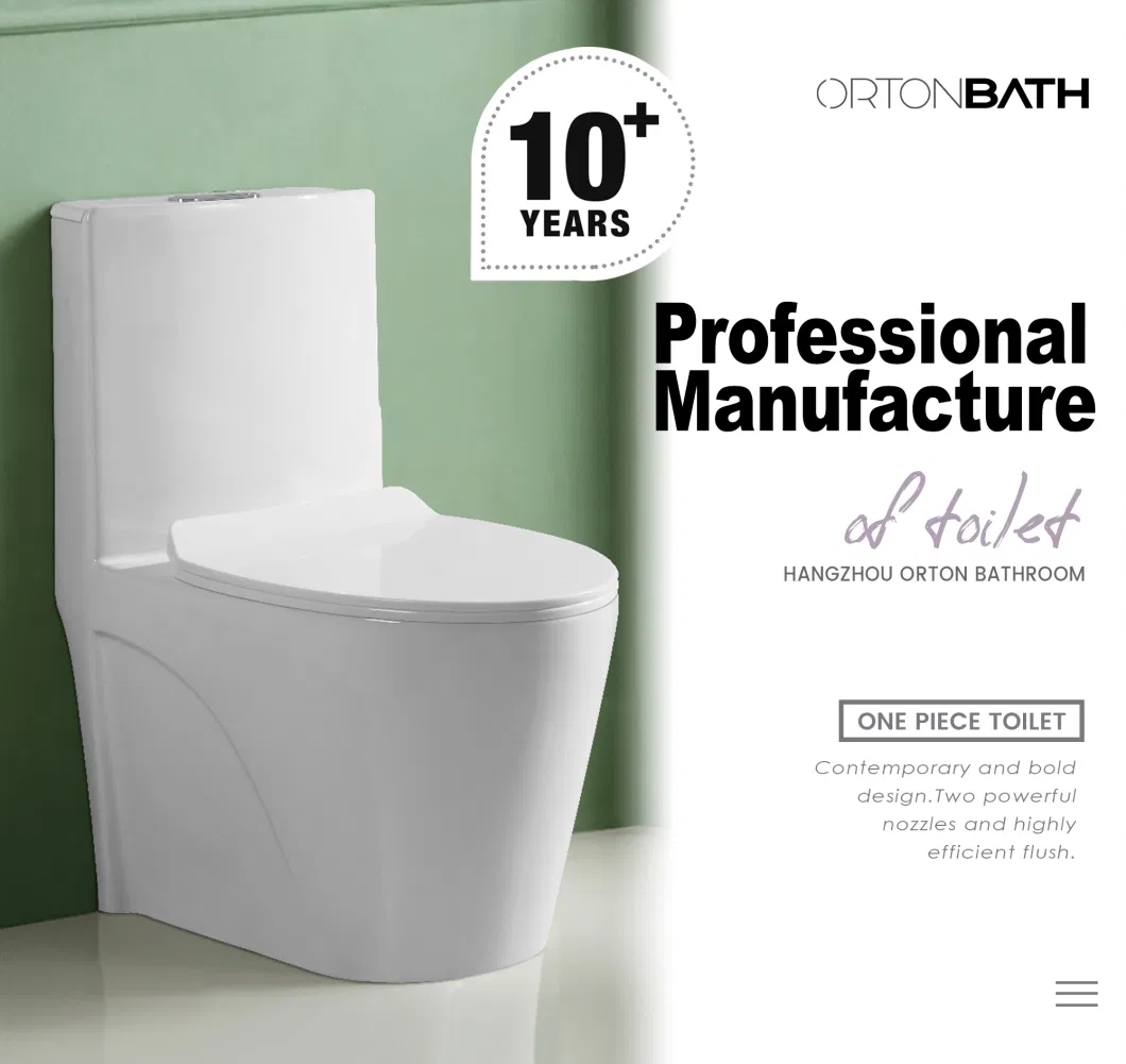 Ortonbath American Modern High Standards Toilet Cheap Sanitary Ware Ceramic Wc Commode Siphonic S-Trap One Piece Toilet with Toilets Bowl Seat Cover Accessories