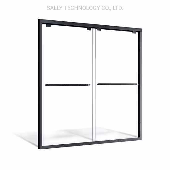 Sally 58.5-60"W*72"H Double Sliding Shower Doors Tempered Glass Matt-Black Framed Shower Door