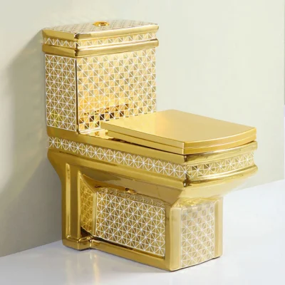 Banheiro dourado de forma quadrada de alta qualidade, banheiro de luxo, cerâmica banhada a ouro, louças sanitárias